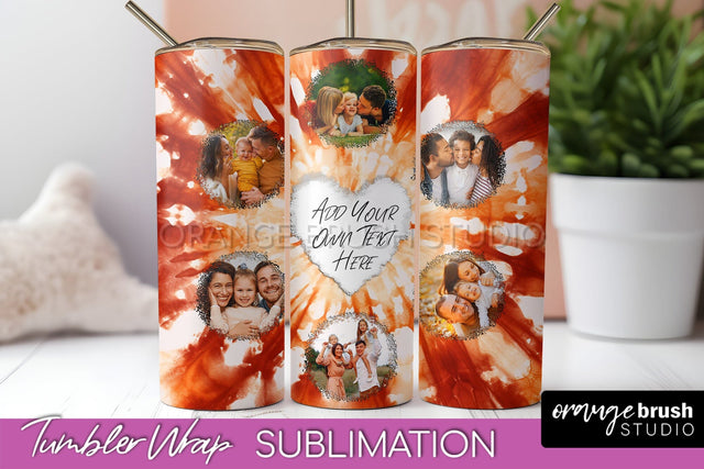 Autumn Photo Frame Tumbler Wrap - Tie Dye Background Sublimation OrangeBrushStudio 