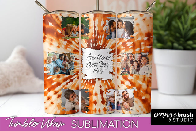 Autumn Photo Frame Tumbler Wrap - Tie Dye Background Sublimation OrangeBrushStudio 