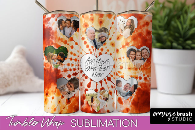 Autumn Photo Frame Tumbler Wrap - Tie Dye Background Sublimation OrangeBrushStudio 