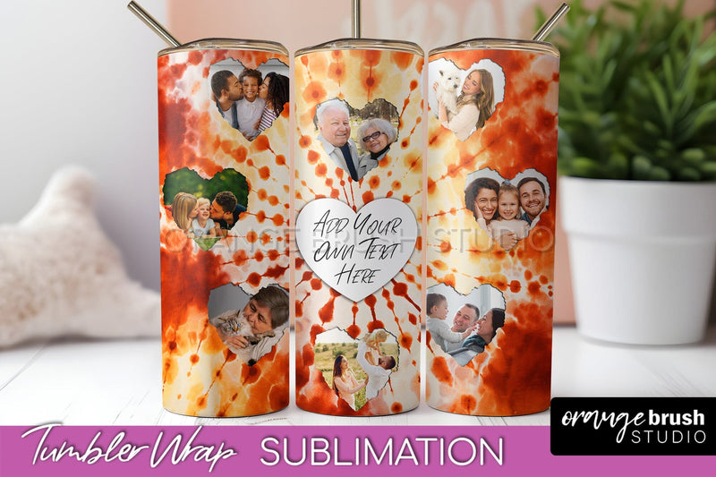 Autumn Photo Frame Tumbler Wrap - Tie Dye Background Sublimation OrangeBrushStudio 