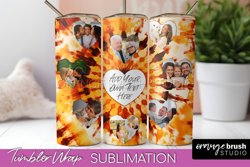 Autumn Photo Frame Tumbler Wrap - Tie Dye Background Sublimation OrangeBrushStudio 