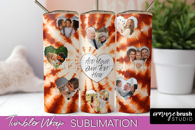 Autumn Photo Frame Tumbler Wrap - Tie Dye Background Sublimation OrangeBrushStudio 