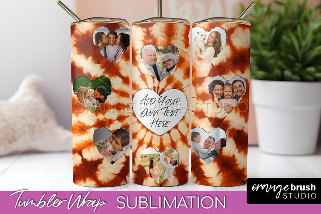 Autumn Photo Frame Tumbler Wrap - Tie Dye Background Sublimation OrangeBrushStudio 