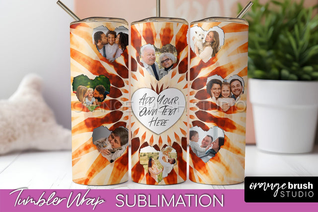 Autumn Photo Frame Tumbler Wrap - Tie Dye Background Sublimation OrangeBrushStudio 