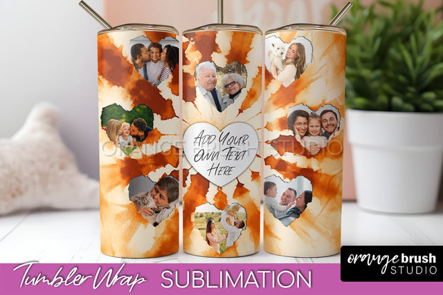 Autumn Photo Frame Tumbler Wrap - Tie Dye Background Sublimation OrangeBrushStudio 