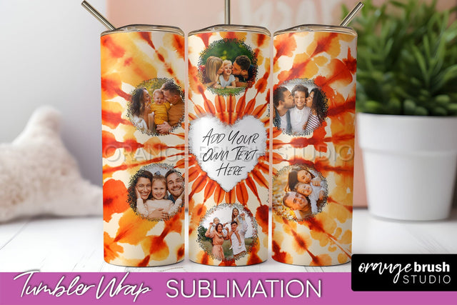 Autumn Photo Frame Tumbler Wrap - Tie Dye Background Sublimation OrangeBrushStudio 