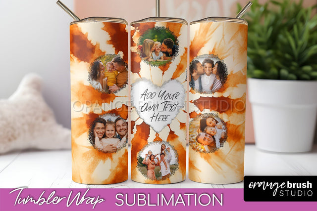 Autumn Photo Frame Tumbler Wrap - Tie Dye Background Sublimation OrangeBrushStudio 