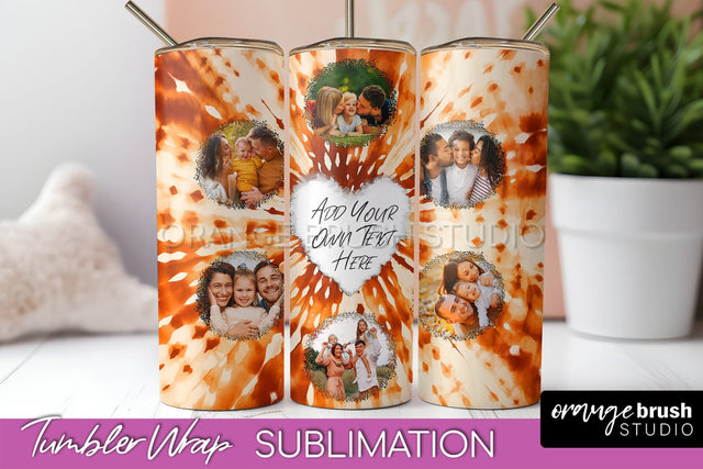 Autumn Photo Frame Tumbler Wrap - Tie Dye Background Sublimation OrangeBrushStudio 
