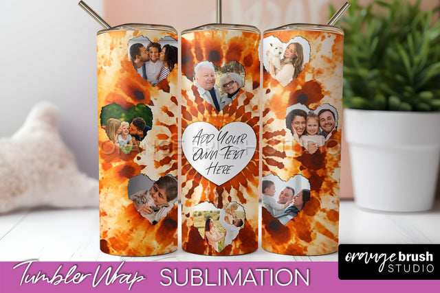 Autumn Photo Frame Tumbler Wrap - Tie Dye Background Sublimation OrangeBrushStudio 