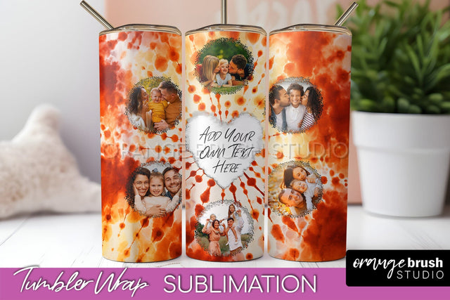 Autumn Photo Frame Tumbler Wrap - Tie Dye Background Sublimation OrangeBrushStudio 