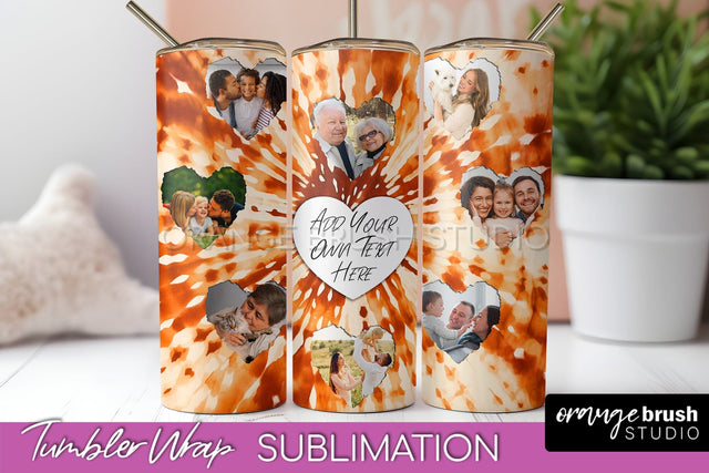 Autumn Photo Frame Tumbler Wrap - Tie Dye Background Sublimation OrangeBrushStudio 