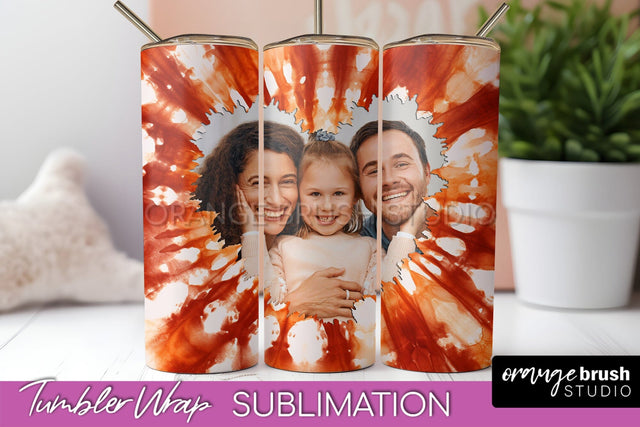 Autumn Photo Frame Tumbler Wrap - Tie Dye Background Sublimation OrangeBrushStudio 