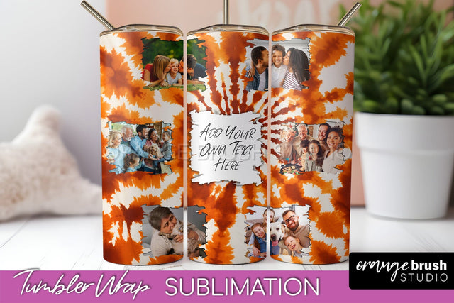 Autumn Photo Frame Tumbler Wrap - Tie Dye Background Sublimation OrangeBrushStudio 