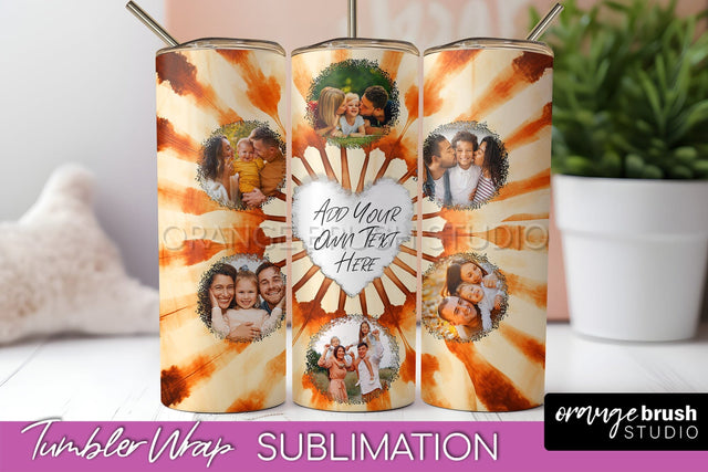 Autumn Photo Frame Tumbler Wrap - Tie Dye Background Sublimation OrangeBrushStudio 