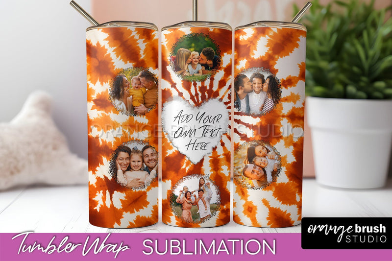 Autumn Photo Frame Tumbler Wrap - Tie Dye Background Sublimation OrangeBrushStudio 