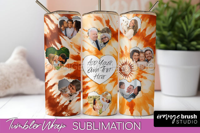 Autumn Photo Frame Tumbler Wrap - Tie Dye Background Sublimation OrangeBrushStudio 