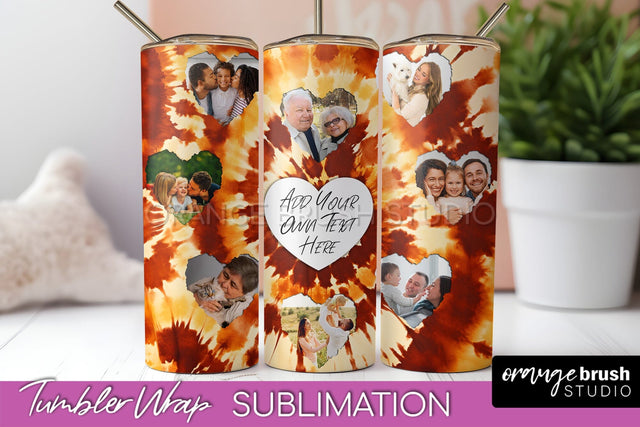 Autumn Photo Frame Tumbler Wrap - Tie Dye Background Sublimation OrangeBrushStudio 
