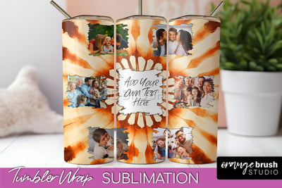 Autumn Photo Frame Tumbler Wrap - Tie Dye Background Sublimation OrangeBrushStudio 