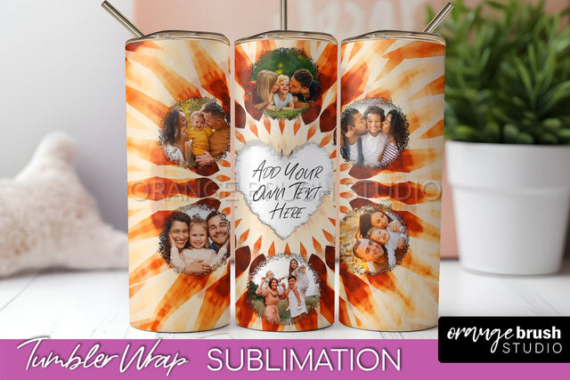 Autumn Photo Frame Tumbler Wrap - Tie Dye Background Sublimation OrangeBrushStudio 