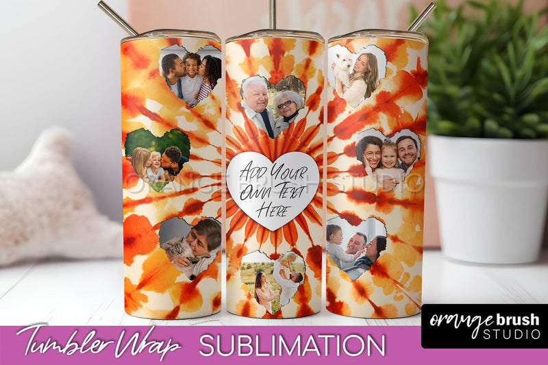 Autumn Photo Frame Tumbler Wrap - Tie Dye Background Sublimation OrangeBrushStudio 