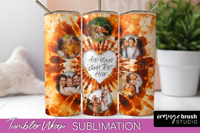 Autumn Photo Frame Tumbler Wrap - Tie Dye Background Sublimation OrangeBrushStudio 