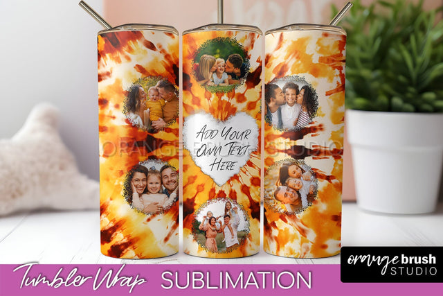 Autumn Photo Frame Tumbler Wrap - Tie Dye Background Sublimation OrangeBrushStudio 