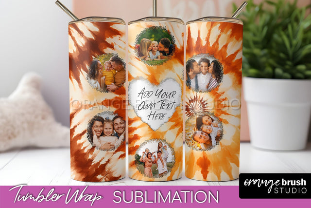 Autumn Photo Frame Tumbler Wrap - Tie Dye Background Sublimation OrangeBrushStudio 