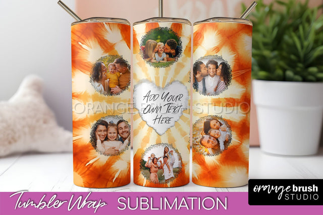 Autumn Photo Frame Tumbler Wrap - Tie Dye Background Sublimation OrangeBrushStudio 