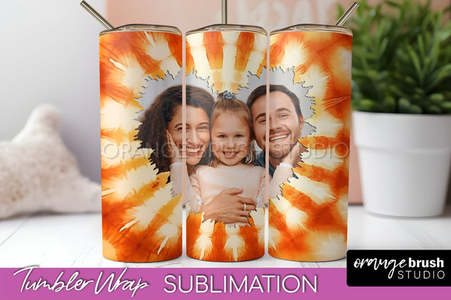 Autumn Photo Frame Tumbler Wrap - Tie Dye Background Sublimation OrangeBrushStudio 