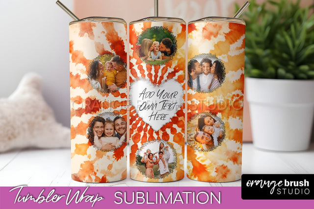 Autumn Photo Frame Tumbler Wrap - Tie Dye Background Sublimation OrangeBrushStudio 