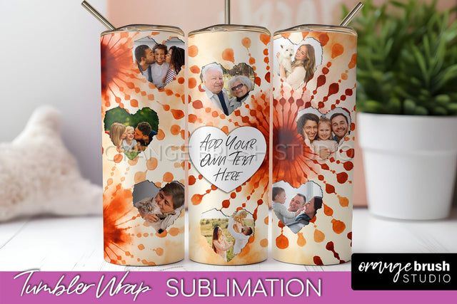 Autumn Photo Frame Tumbler Wrap - Tie Dye Background Sublimation OrangeBrushStudio 