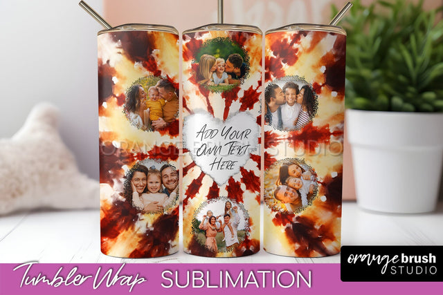 Autumn Photo Frame Tumbler Wrap - Tie Dye Background Sublimation OrangeBrushStudio 