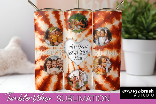 Autumn Photo Frame Tumbler Wrap - Tie Dye Background Sublimation OrangeBrushStudio 
