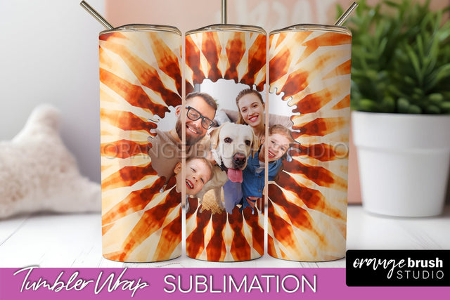 Autumn Photo Frame Tumbler Wrap - Tie Dye Background Sublimation OrangeBrushStudio 