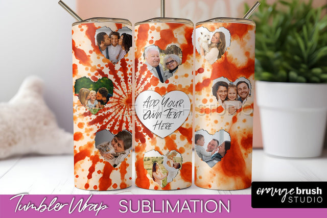 Autumn Photo Frame Tumbler Wrap - Tie Dye Background Sublimation OrangeBrushStudio 