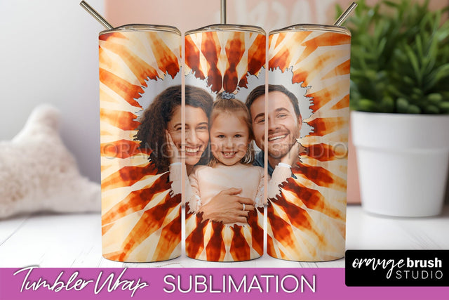 Autumn Photo Frame Tumbler Wrap - Tie Dye Background Sublimation OrangeBrushStudio 