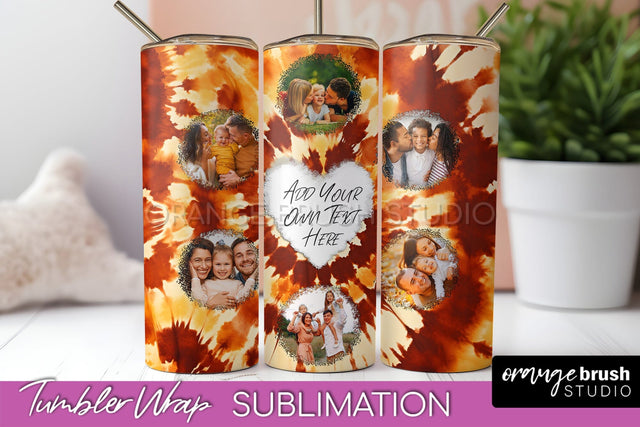 Autumn Photo Frame Tumbler Wrap - Tie Dye Background Sublimation OrangeBrushStudio 