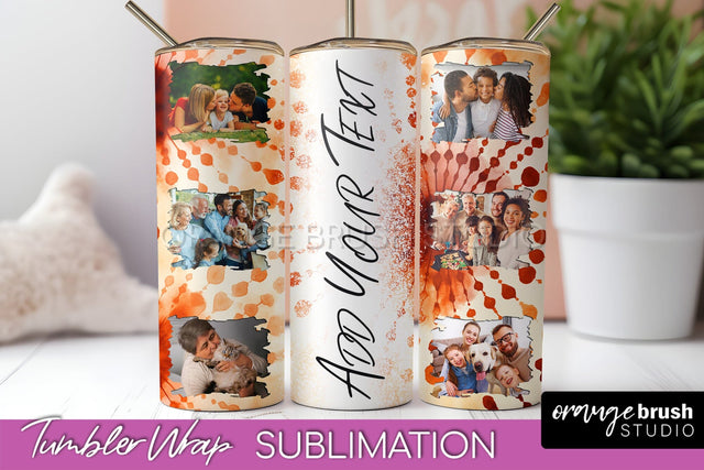 Autumn Photo Frame Tumbler Wrap - Tie Dye Background Sublimation OrangeBrushStudio 