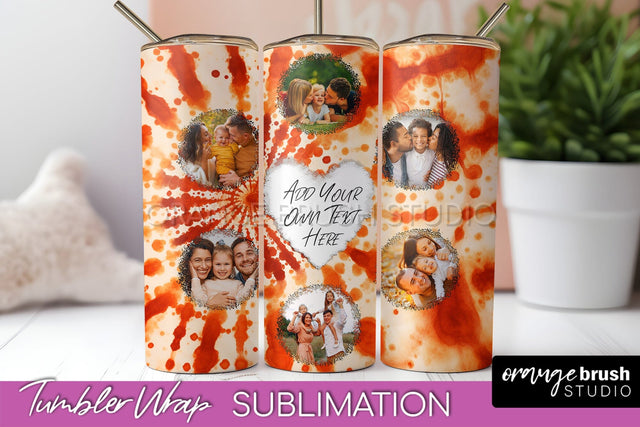 Autumn Photo Frame Tumbler Wrap - Tie Dye Background Sublimation OrangeBrushStudio 
