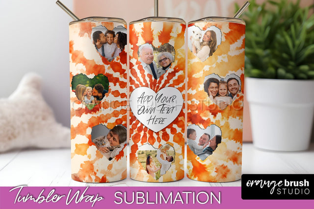 Autumn Photo Frame Tumbler Wrap - Tie Dye Background Sublimation OrangeBrushStudio 