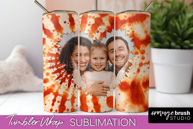 Autumn Photo Frame Tumbler Wrap - Tie Dye Background Sublimation OrangeBrushStudio 