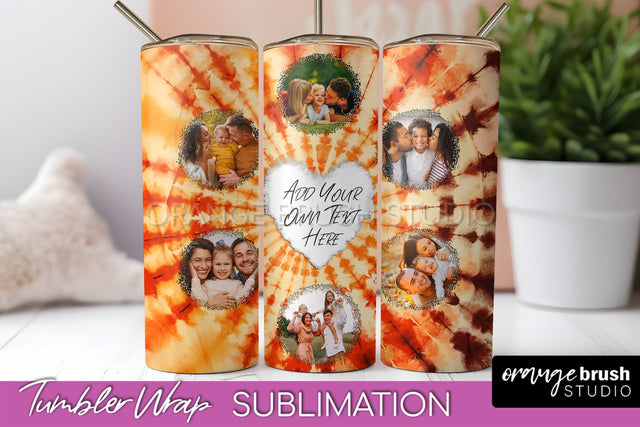 Autumn Photo Frame Tumbler Wrap - Tie Dye Background Sublimation OrangeBrushStudio 