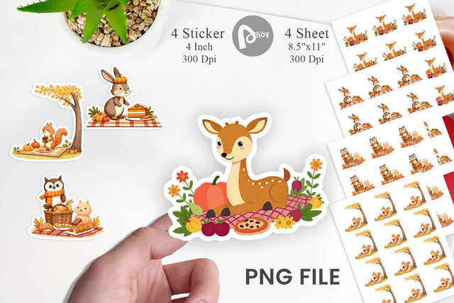 Autumn Picnic Animals Sticker Sublimation artnoy 