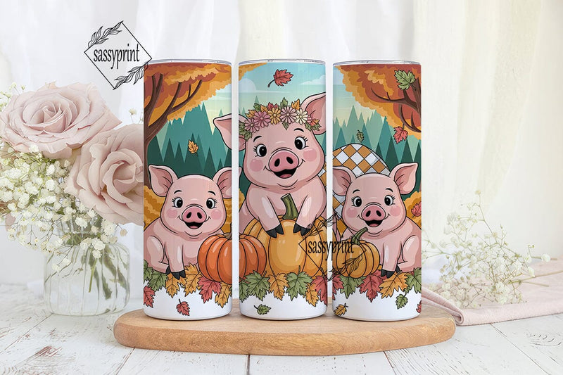 Autumn Pigs 20oz Tumbler Wrap Sublimation sassyprint 