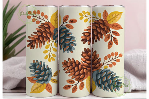 Autumn Pine Cone 20oz Tumbler Wrap Sublimation PixelChick 