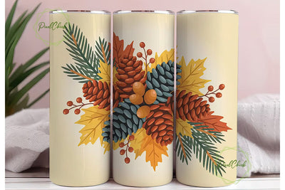 Autumn Pine Cone 20oz Tumbler Wrap Sublimation PixelChick 
