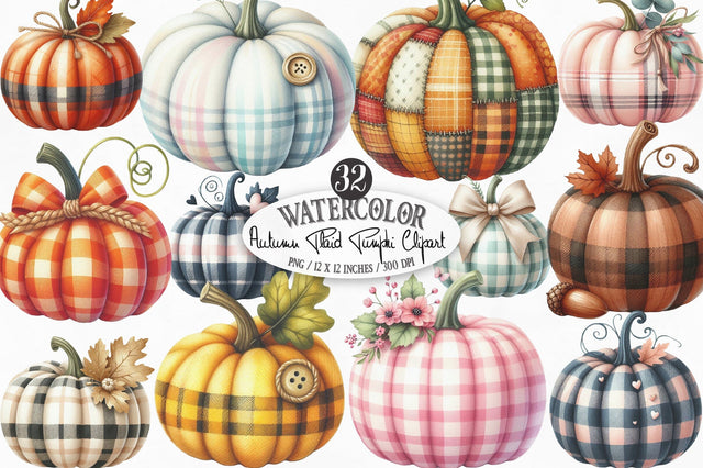 Autumn Plaid Pumpkin Clipart Sublimation SVGista 