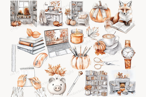 Autumn Planner Clipart Collection | Fall Planner Girl PNG SVG GlamArtZhanna 