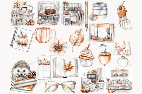 Autumn Planner Clipart Collection | Fall Planner Girl PNG SVG GlamArtZhanna 