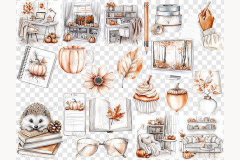 Autumn Planner Clipart Collection | Fall Planner Girl PNG SVG GlamArtZhanna 